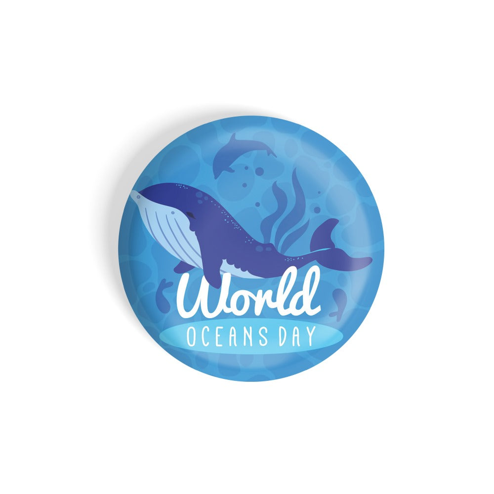 dhcrafts Round Fridge Magnet Blue World Ocean Day D1 Glossy Finish Design Pack of 1 (58 mm)